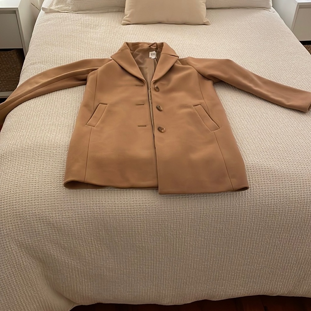 GAP Camel/Tan Wool-Blend Pea Coat
